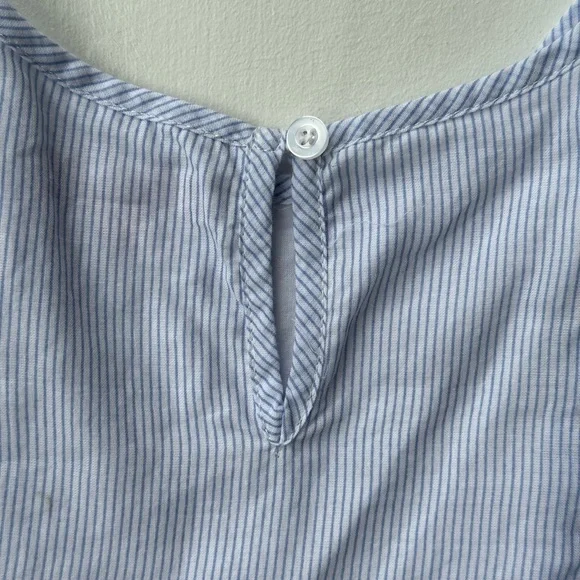 BCBG Girls Blue/White Stripe Flutter Sleeve Lace Hem Dress 6 - Picture 7 of 8